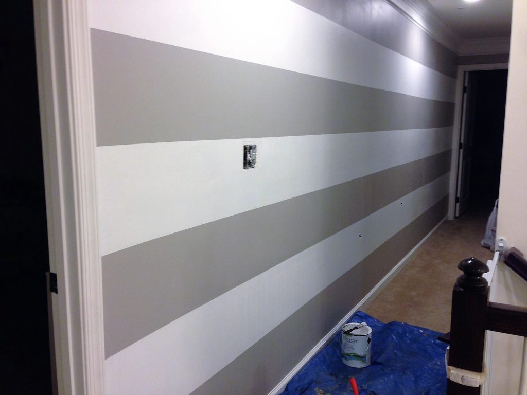 Finished Striped hallway paint idea