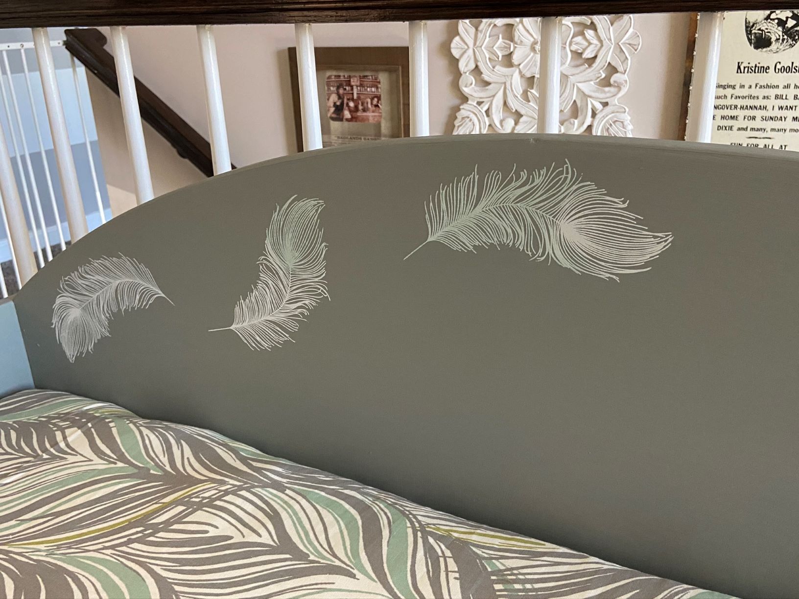 Image showcasing Easy Storage Bench Refinish from Drab to Fabulously Feathered